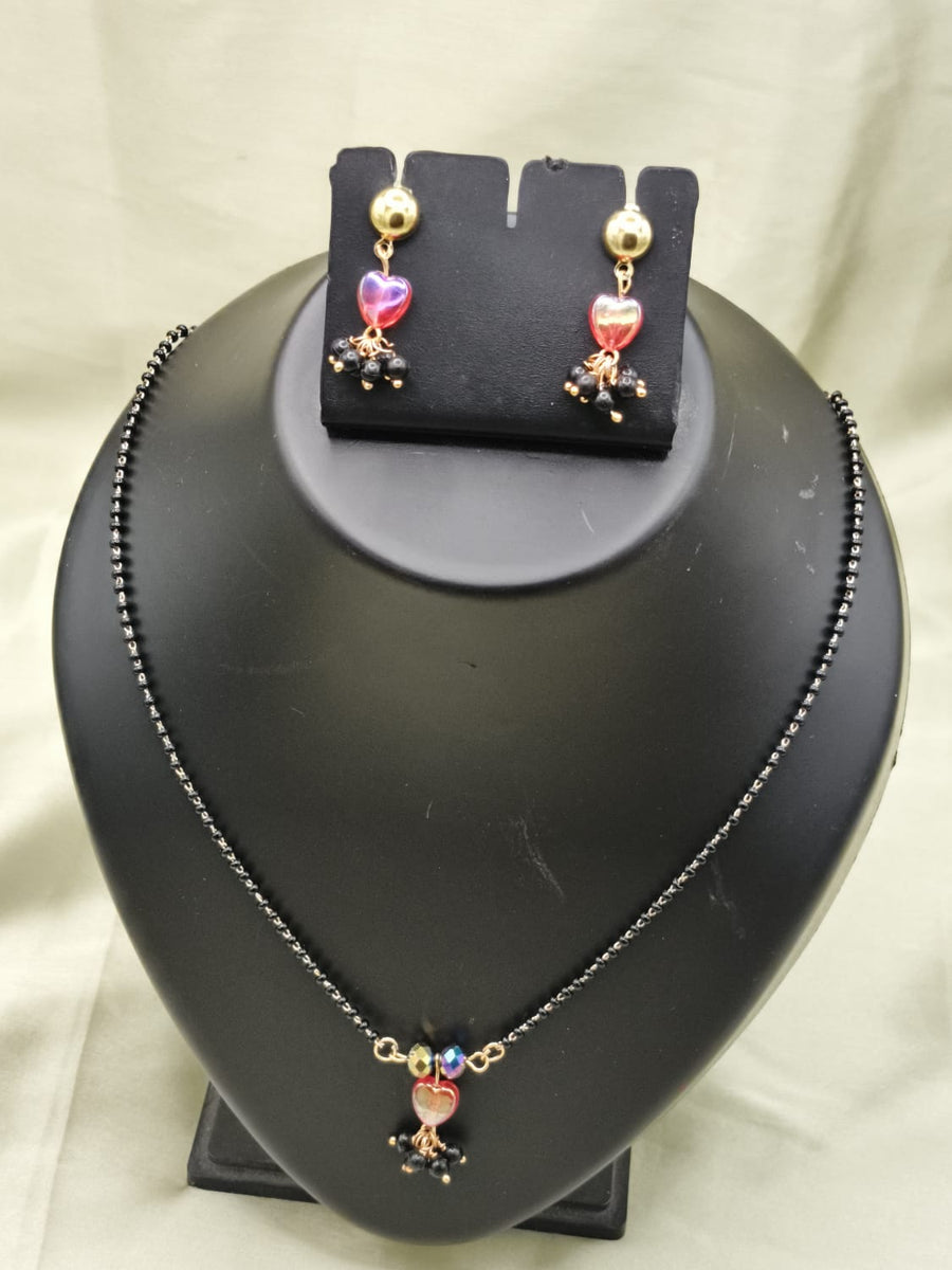 Crystle heart shape mangalsutra