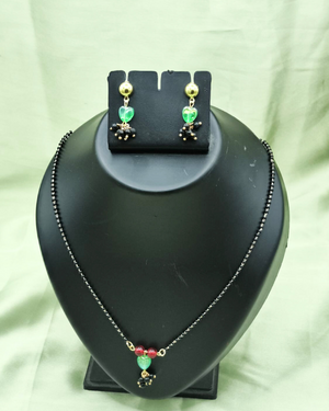 Green heart shape mangalsutra