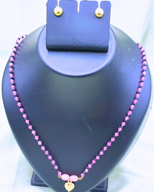 Pink heart shape mangalsutr